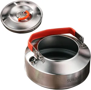 Alipis Stainless Steel Camping Kettle Pot Portable Stovetop Outdoor Cooking Accessory