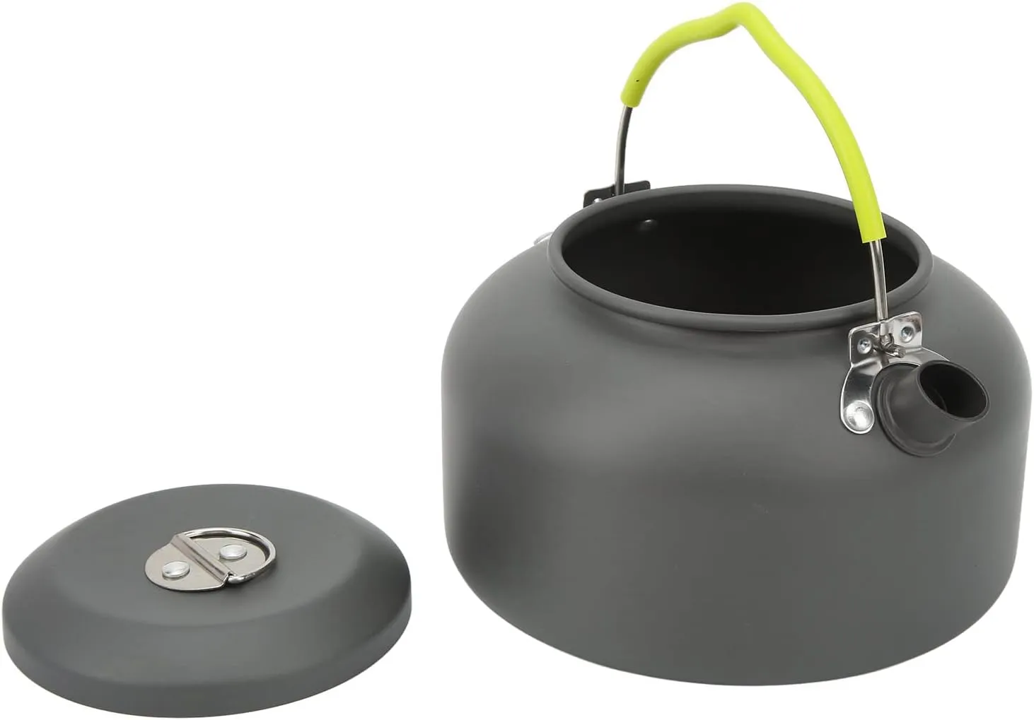Aluminum Alloy Camping Kettle, Portable Coffee Pot 1.3L, Foldable Handle, With Heat Resistant Plastic Handle, for Camp, Hiking