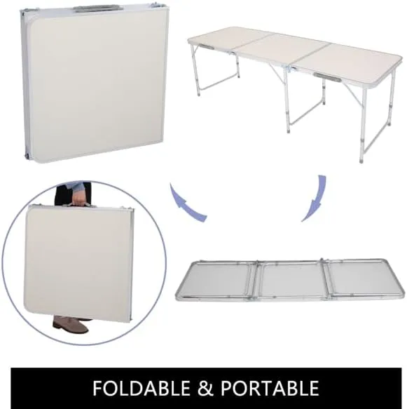 Aluminum Camping Folding Table (6ft Silver)