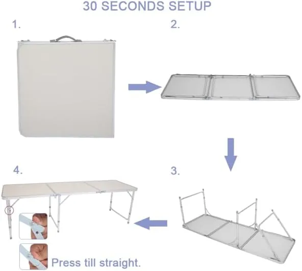 Aluminum Camping Folding Table (6ft Silver)
