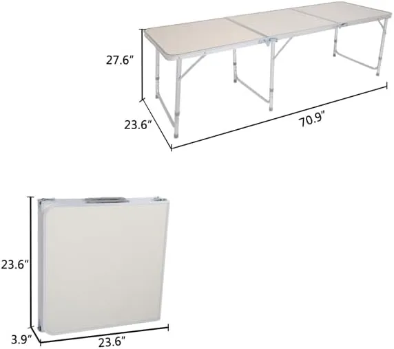 Aluminum Camping Folding Table (6ft Silver)