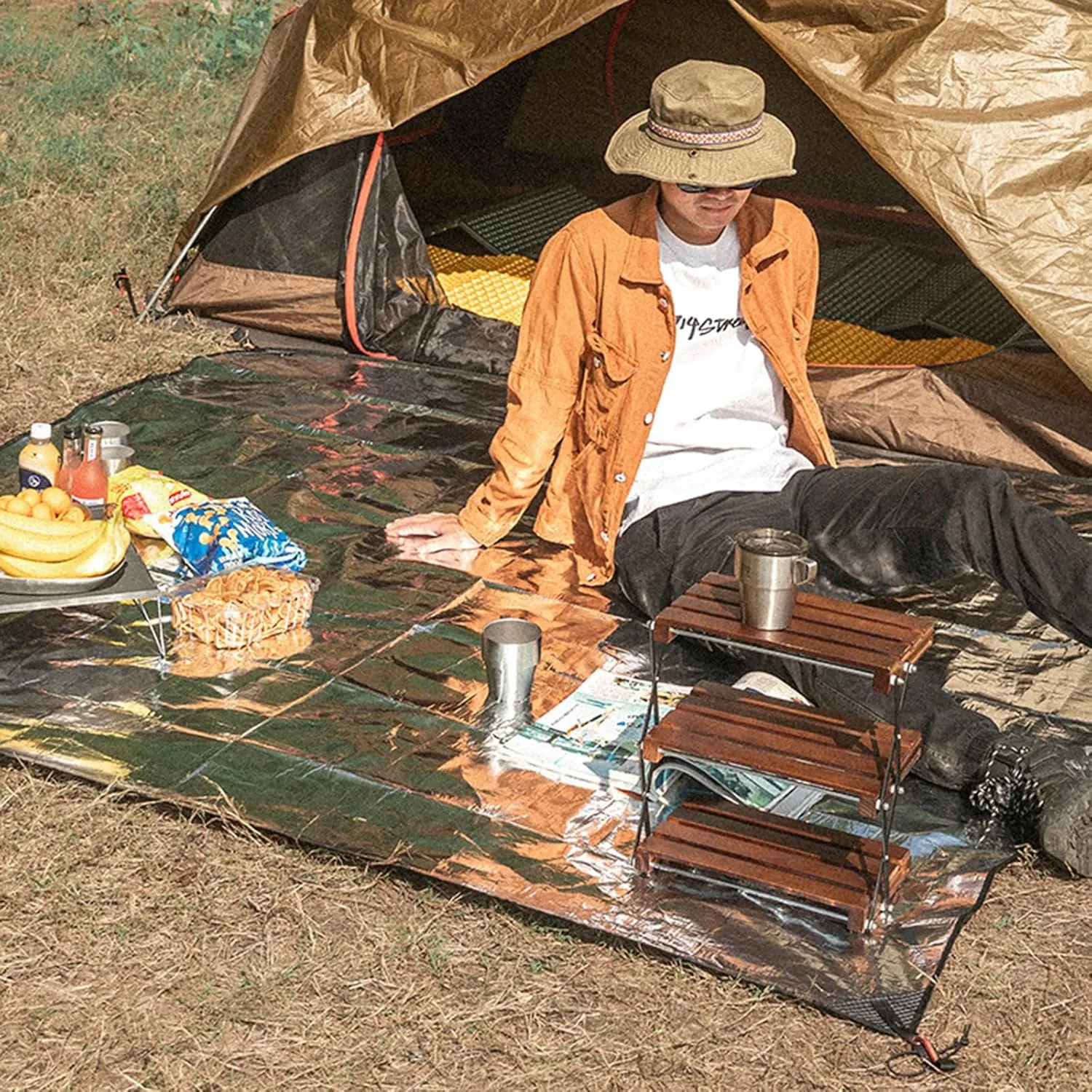 Aluminum Foil Foams Sleep Pad Double Side Waterproofs Foil Mat Sleep Tent Pad Thermal Insulating Mat Easy to Carry