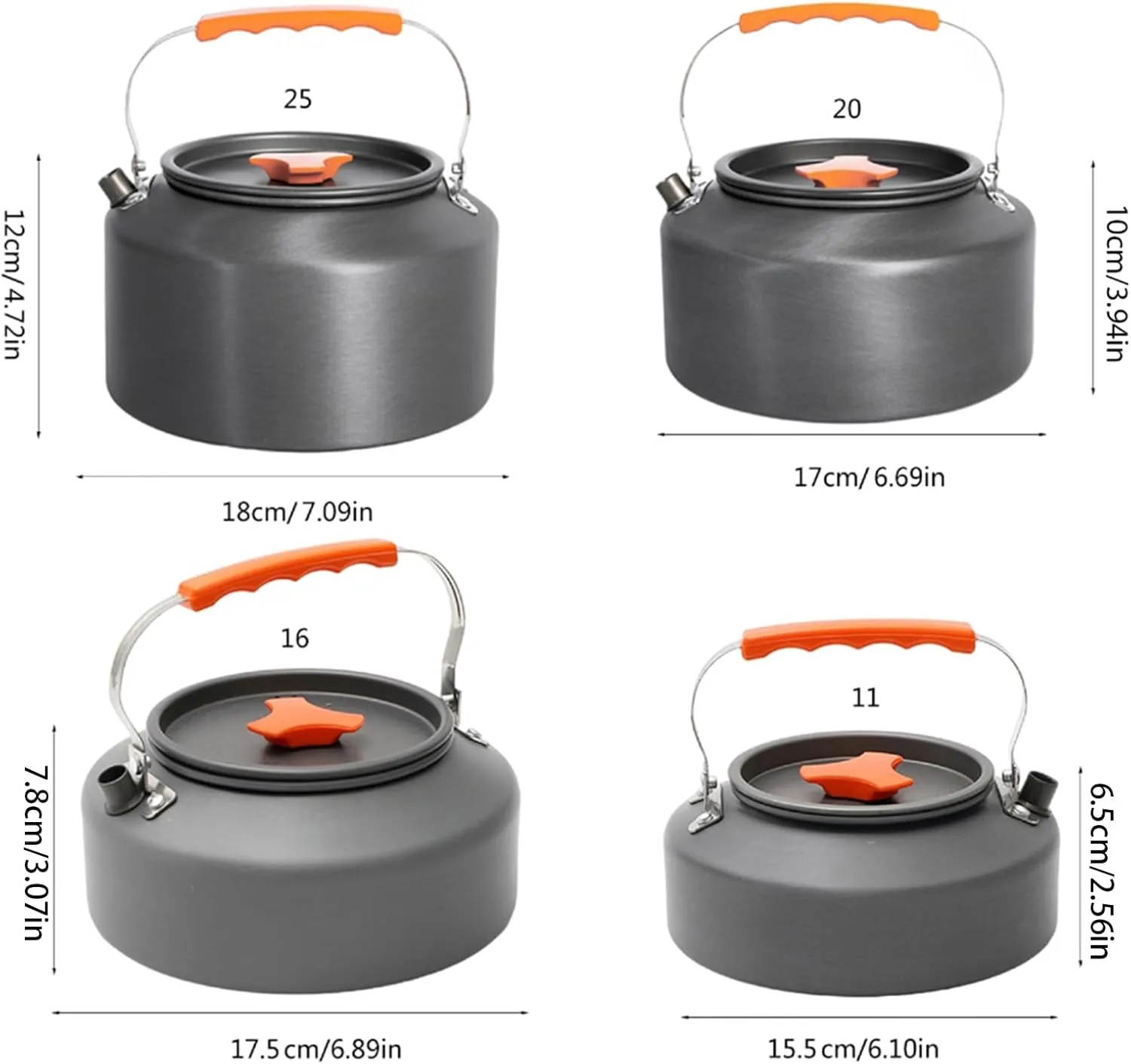 Aluminum Outdoor Hiking Kettle Pots Cookware Camping Kettle Stovetop Whistling Teapot Camp Teas Coffee Pots Enduring