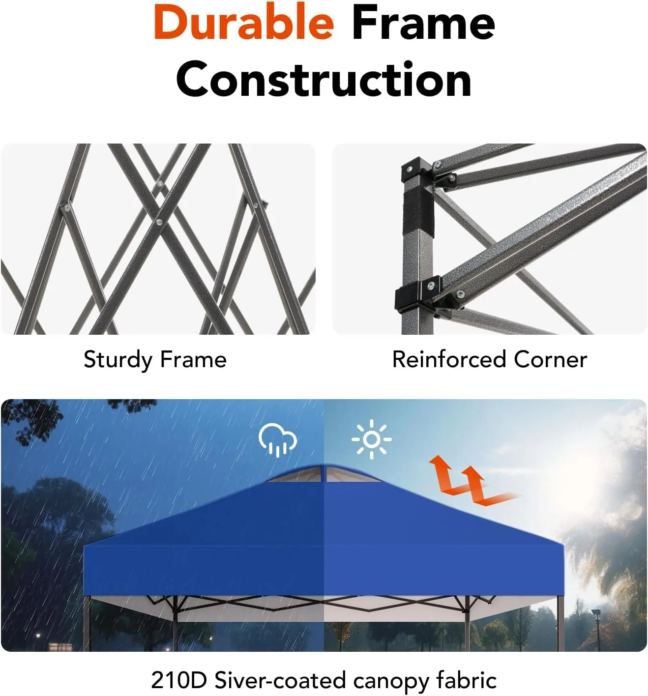 Amada 10x10ft 1-Person Setup Pop Up Canopy Tent - Easy Outdoor Sun Shade for Events, Parties, Camping, Gazebo with Wheel Cover Bag, Beach Tent with 3-Speed Adjustable Height,Blue