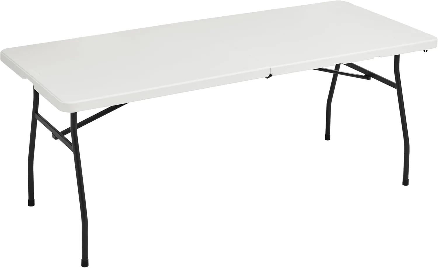 Amazon Basics Heavy Duty Portable Folding Table 6 ft with Carrying Handle, Indoor & Outdoor, White