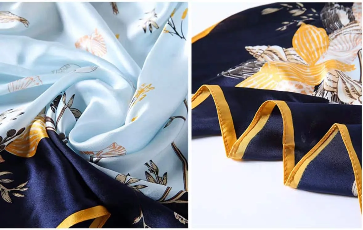 ANDANTINO 100% Mulberry Silk Scarf -21” Lightweight Square Neckerchief – Breathable Digital Printed Scarves with Gift Packed