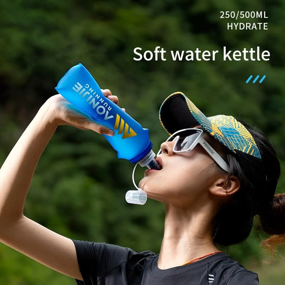 AONIJIE Soft Flask Collapsible Foldable TPU Water Bottles BPA Free Running Flask 250ml / 500ml for Outdoor Sports Hydration Running Hiking Cycling Climbing (Soft Flask,250ml)