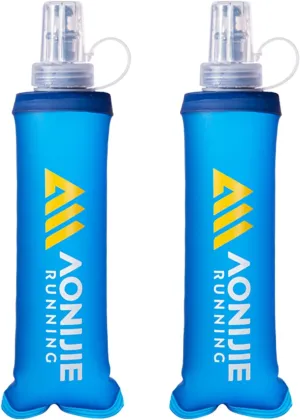 AONIJIE Soft Flask Collapsible Foldable TPU Water Bottles BPA Free Running Flask 250ml / 500ml for Outdoor Sports Hydration Running Hiking Cycling Climbing (Soft Flask,250ml)