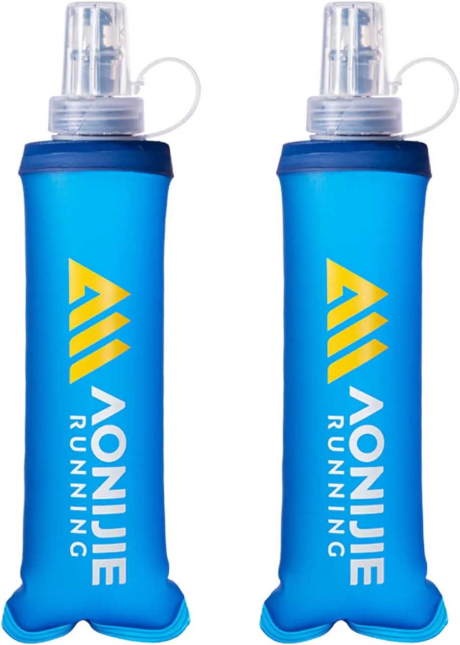 AONIJIE Soft Flask Collapsible Foldable TPU Water Bottles BPA Free Running Flask 250ml / 500ml for Outdoor Sports Hydration Running Hiking Cycling Climbing (Soft Flask,250ml)