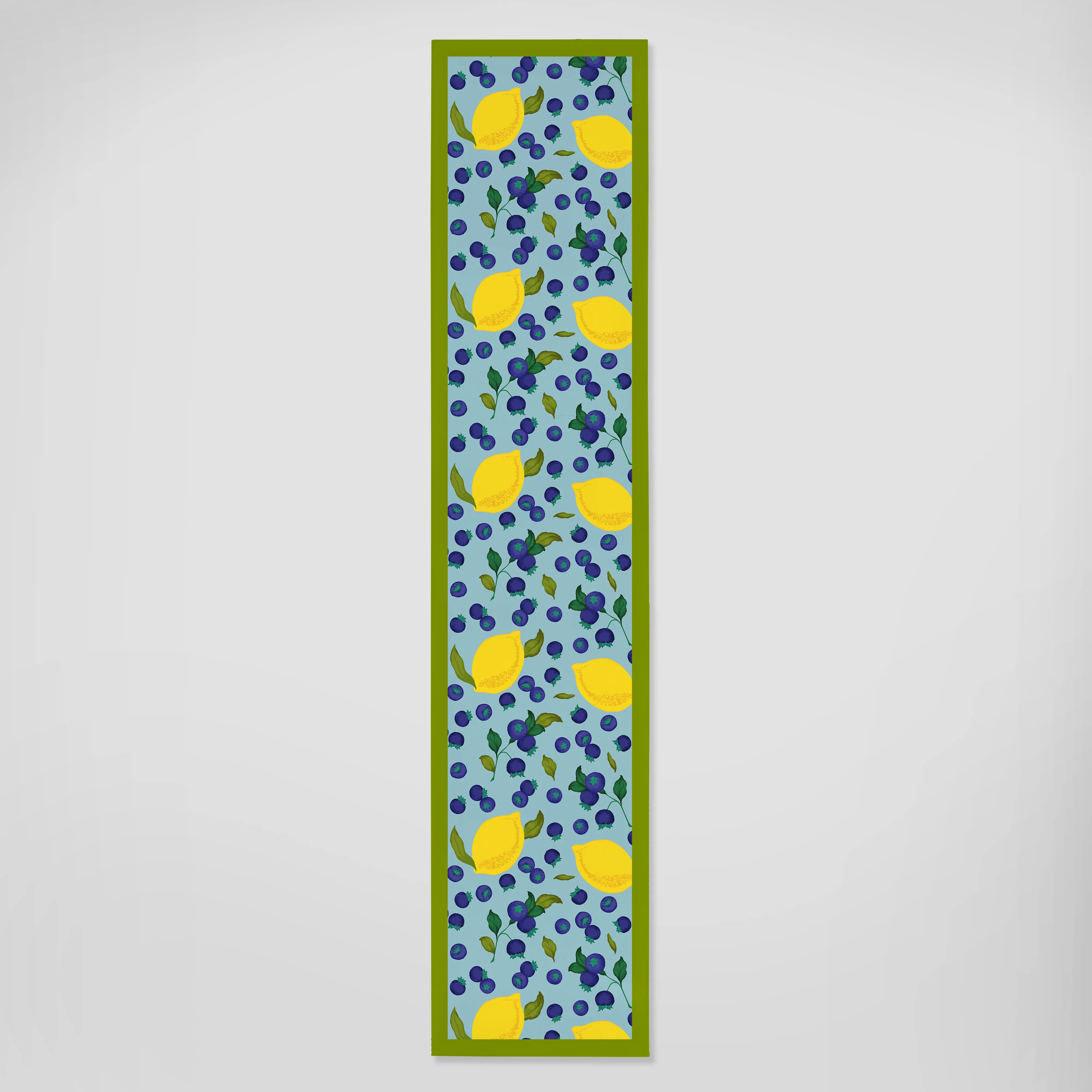 Aqua Lemons Runner - Lightweight Linen