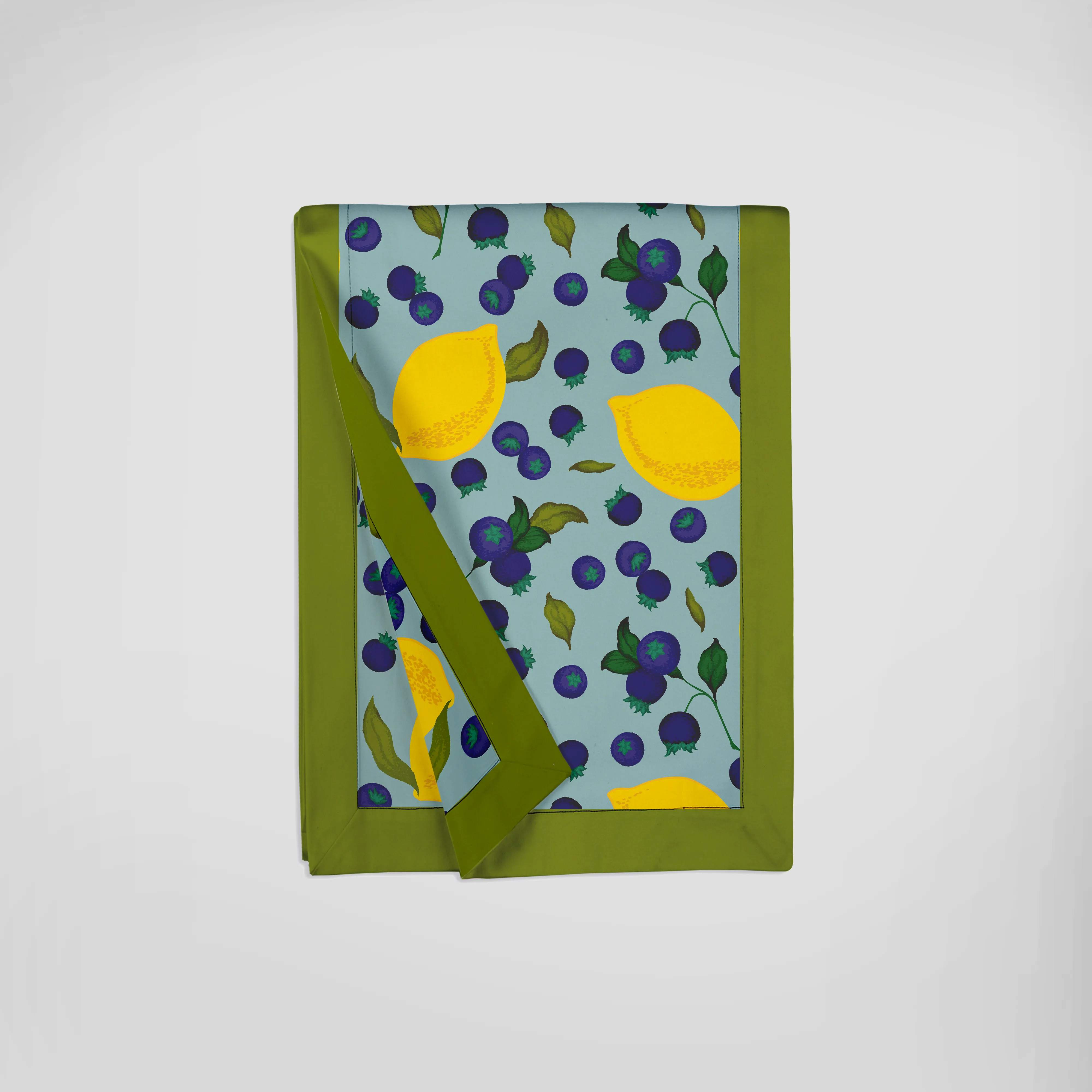 Aqua Lemons Runner - Lightweight Linen