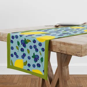 Aqua Lemons Runner - Lightweight Linen