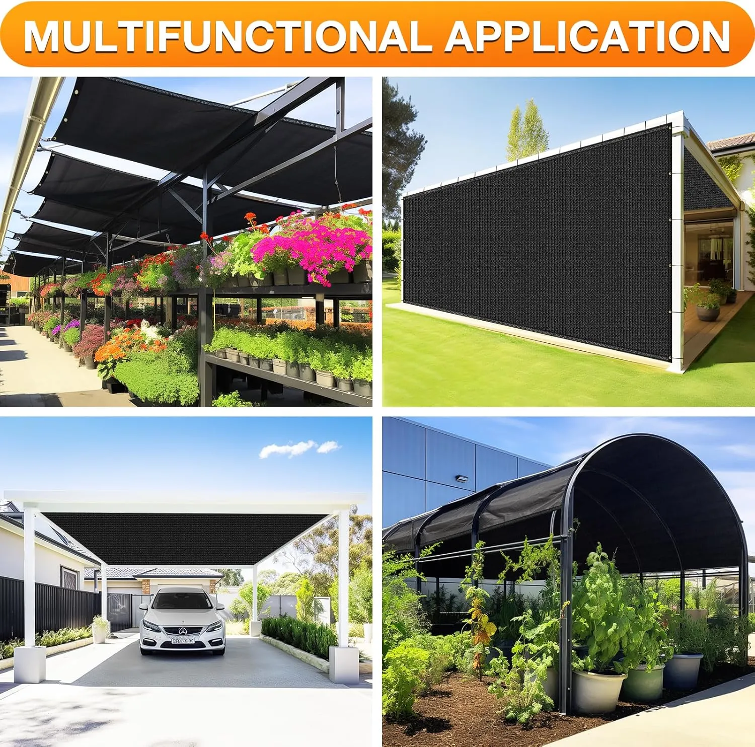 Artpuch 90% Sunblock 8X10 FT Shade Cloth Outdoor Pergola Shade Cover Fabric UV Resistant Mesh Durable Shade Tarp with Grommets for Greenhouse,Patio, Carport,Black