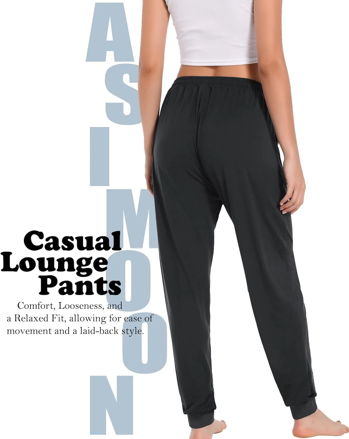 ASIMOON Sweatpants Women with Pockets Loose Lightweight Stretch Yoga Lounge Pants Comfy Drawstring Workout Jogging Pants