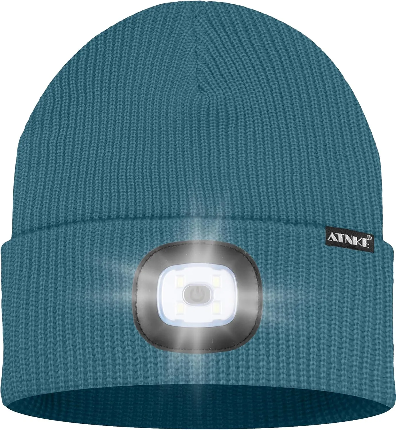 ATNKE LED Beanie with The Light, Unisex USB Rechargeable 4 LED Running Headlamp Bright Caps Gifts for Men Dad and Women