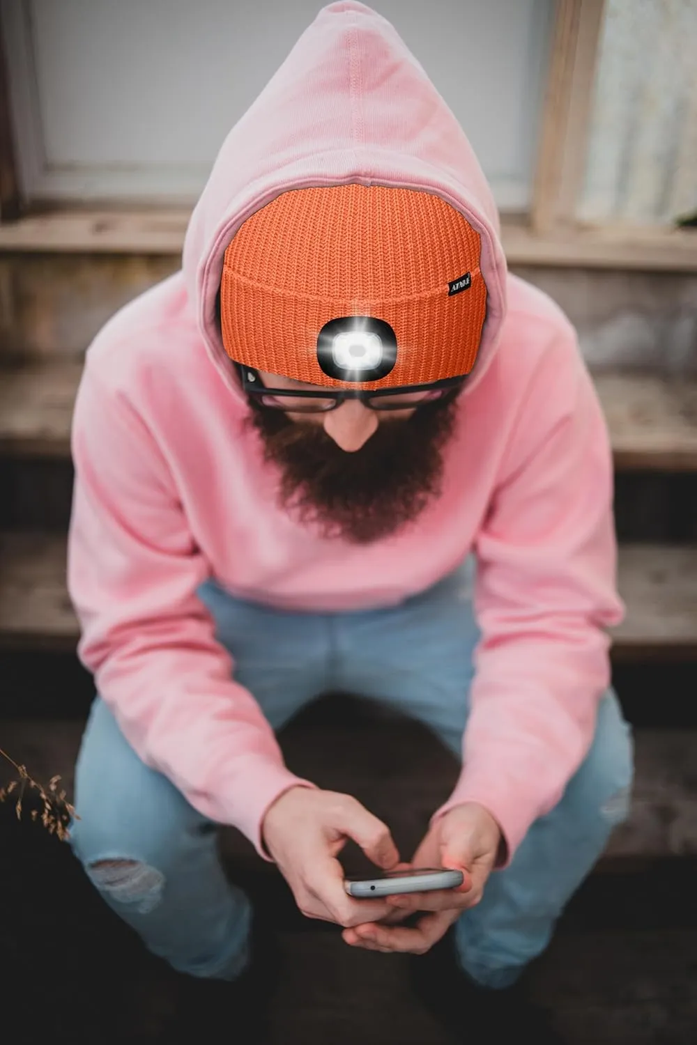 ATNKE LED Beanie with The Light, Unisex USB Rechargeable 4 LED Running Headlamp Bright Caps Gifts for Men Dad and Women