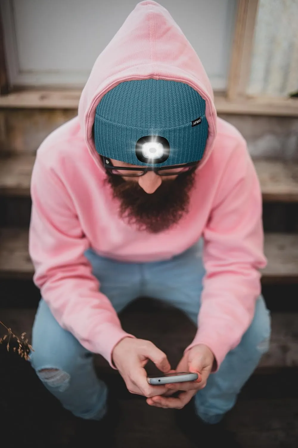 ATNKE LED Beanie with The Light, Unisex USB Rechargeable 4 LED Running Headlamp Bright Caps Gifts for Men Dad and Women