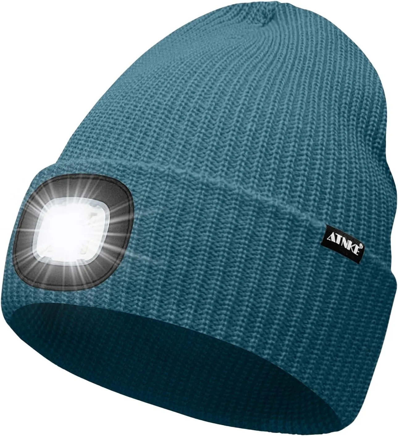 ATNKE LED Beanie with The Light, Unisex USB Rechargeable 4 LED Running Headlamp Bright Caps Gifts for Men Dad and Women