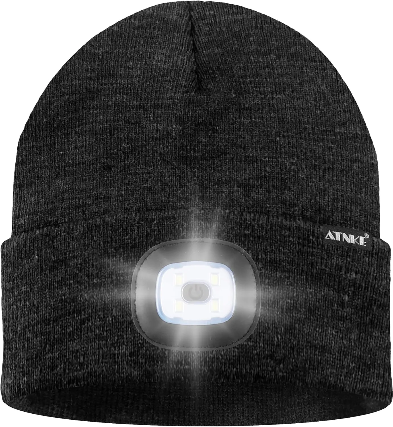 ATNKE LED Lighted Beanie Hat,USB Rechargeable 8 LED Red Glow Flashing Alarm Running Headlamp Cap Gifts for Men and Women