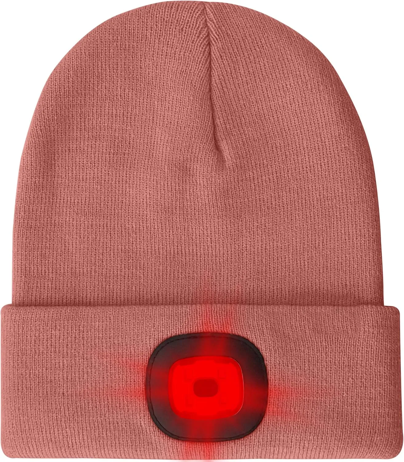 ATNKE LED Lighted Beanie Hat,USB Rechargeable 8 LED Red Glow Flashing Run Headlamp Lined Fleece Cap for Men and Women