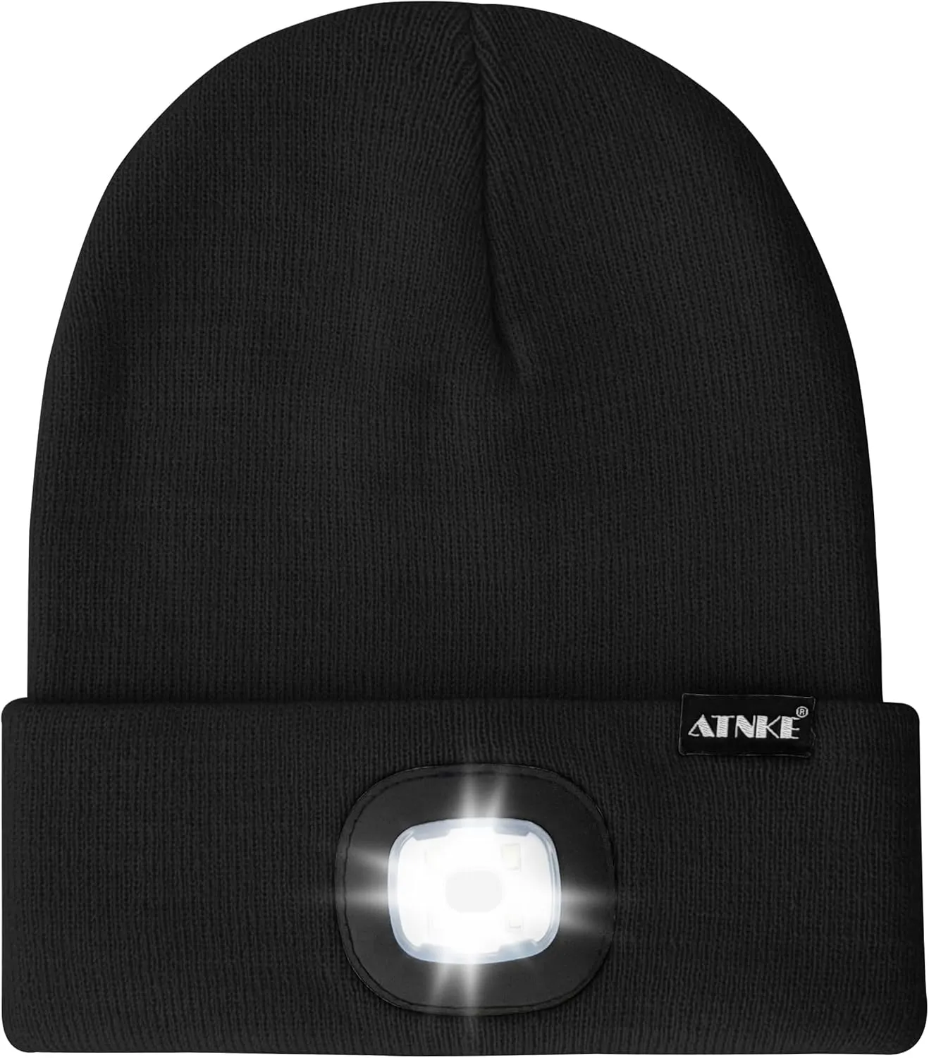 ATNKE LED Lighted Bluetooth Beanie Hat,USB Rechargeable 4 LED Wireless Run Headlamp Lined Fleece Cap for Men and Women