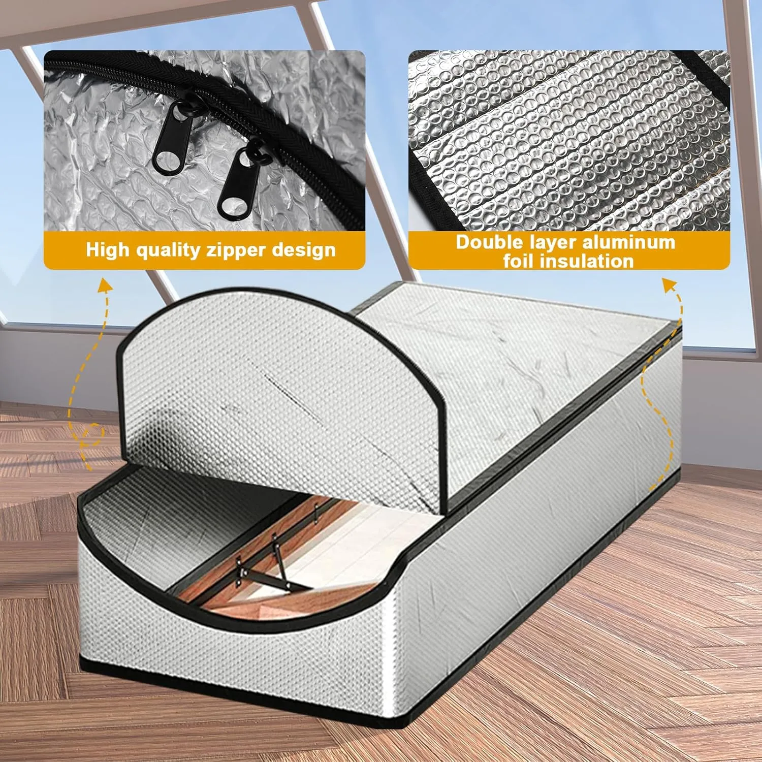 Attic Stairway Insulation Cover - Premium Energy Saving Attic Stairs Door Ladder Insulator Pull Down Tent with Zipper 25 in x 54 in x 11In (Attic Cover)