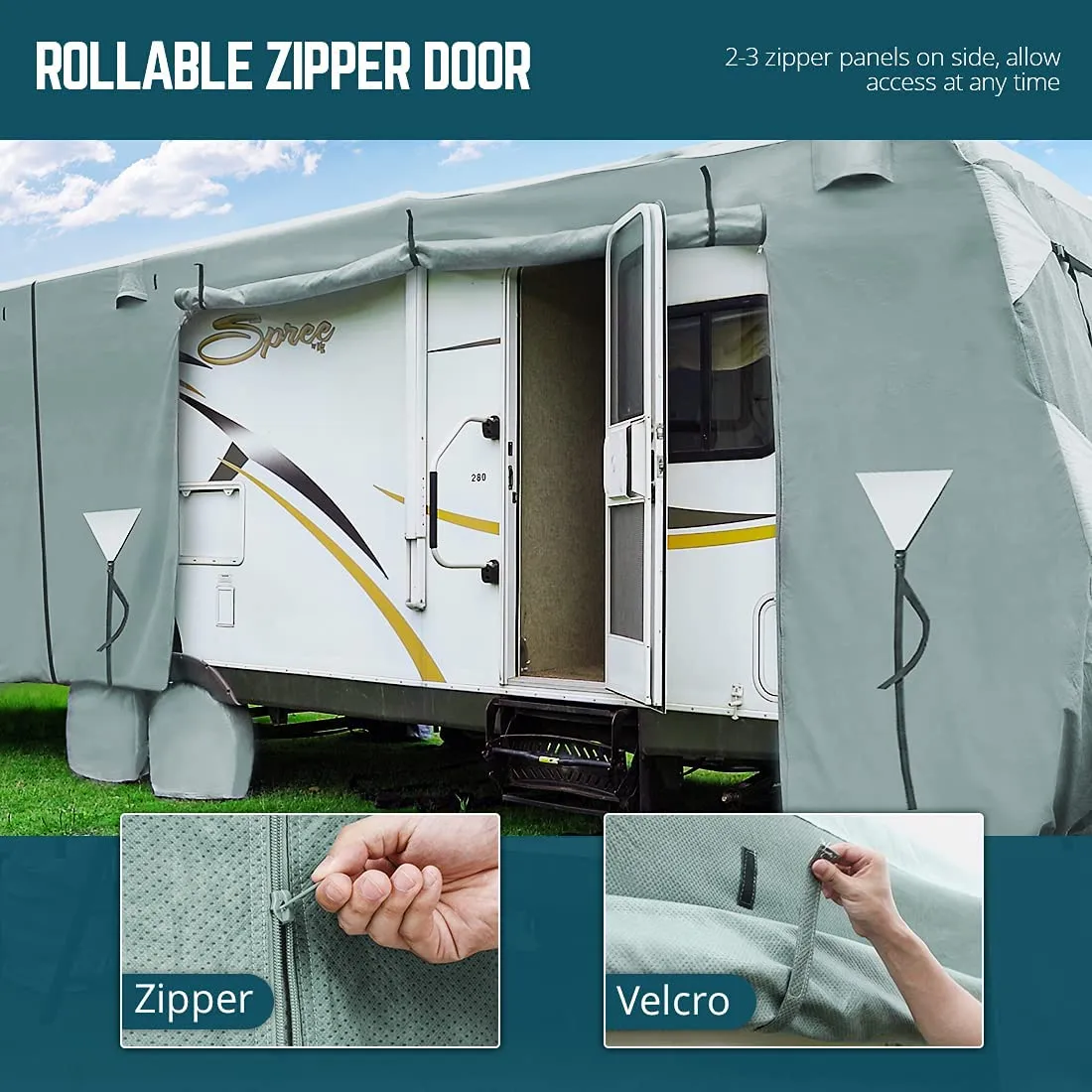 AutoClam Upgraded Travel Trailer RV Cover, Extra-Thick 5 Layers Anti-UV (6 Size)
