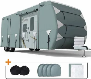 AutoClam Upgraded Travel Trailer RV Cover, Extra-Thick 5 Layers Anti-UV (6 Size)