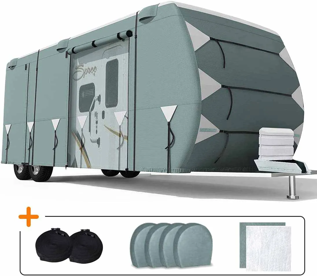 AutoClam Upgraded Travel Trailer RV Cover, Extra-Thick 5 Layers Anti-UV (6 Size)