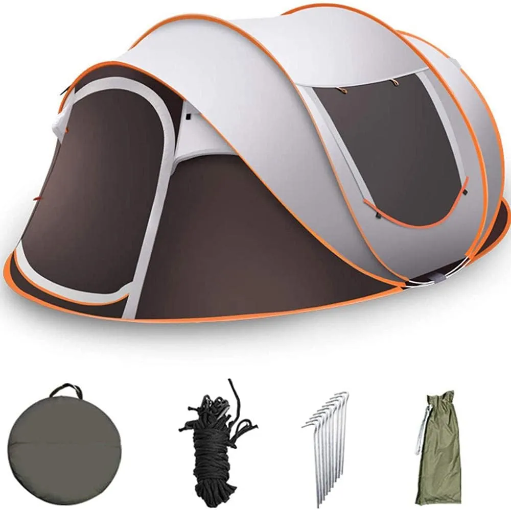Automatic Pop-Up Tents 3-5 Person, Instant Pop Up Beach Tent Sun Shelter, with Double Doors, Waterproof and Windproof, Easy to Install, Ventilated and Suitable for Outdoor