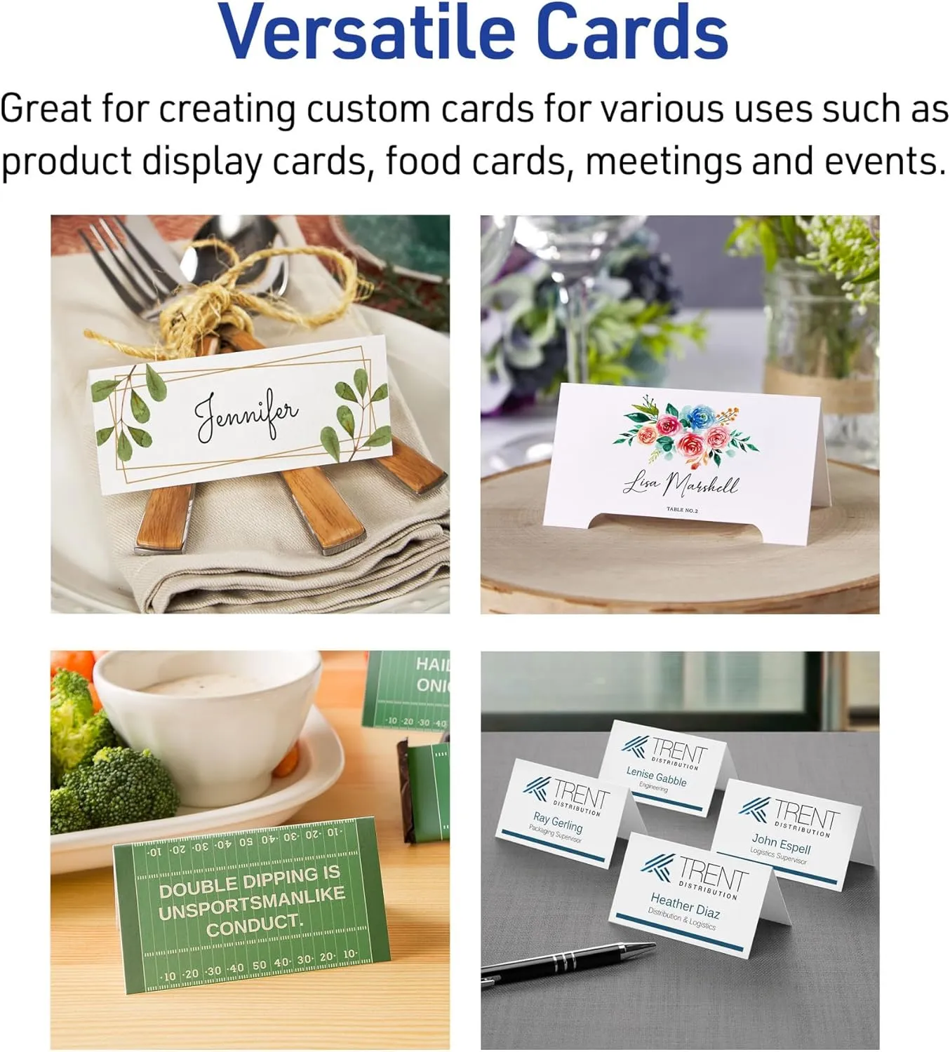 Avery Printable Tent Cards with Sure Feed Technology, 2" x 3.5", White, 160 Blank Place Cards for Laser or Inkjet Printers (5302)