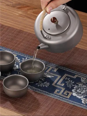 AYULL 1SET Pure Titanium Tea Set 400ML, Portable Coffee Pot for Home and Outdoor Use