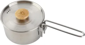 Backpacking Camping Cookware, 1L Mini Picnic Pot Portable Outdoor Cooking Pan Stainless Steel Tea Pot with Lid Folding Handle
