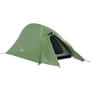 Backpacking Tent for 1-2 Persons, Double Layer, 2000mm Waterproof, Lightweight with Carry Bag, Green | Outsunny