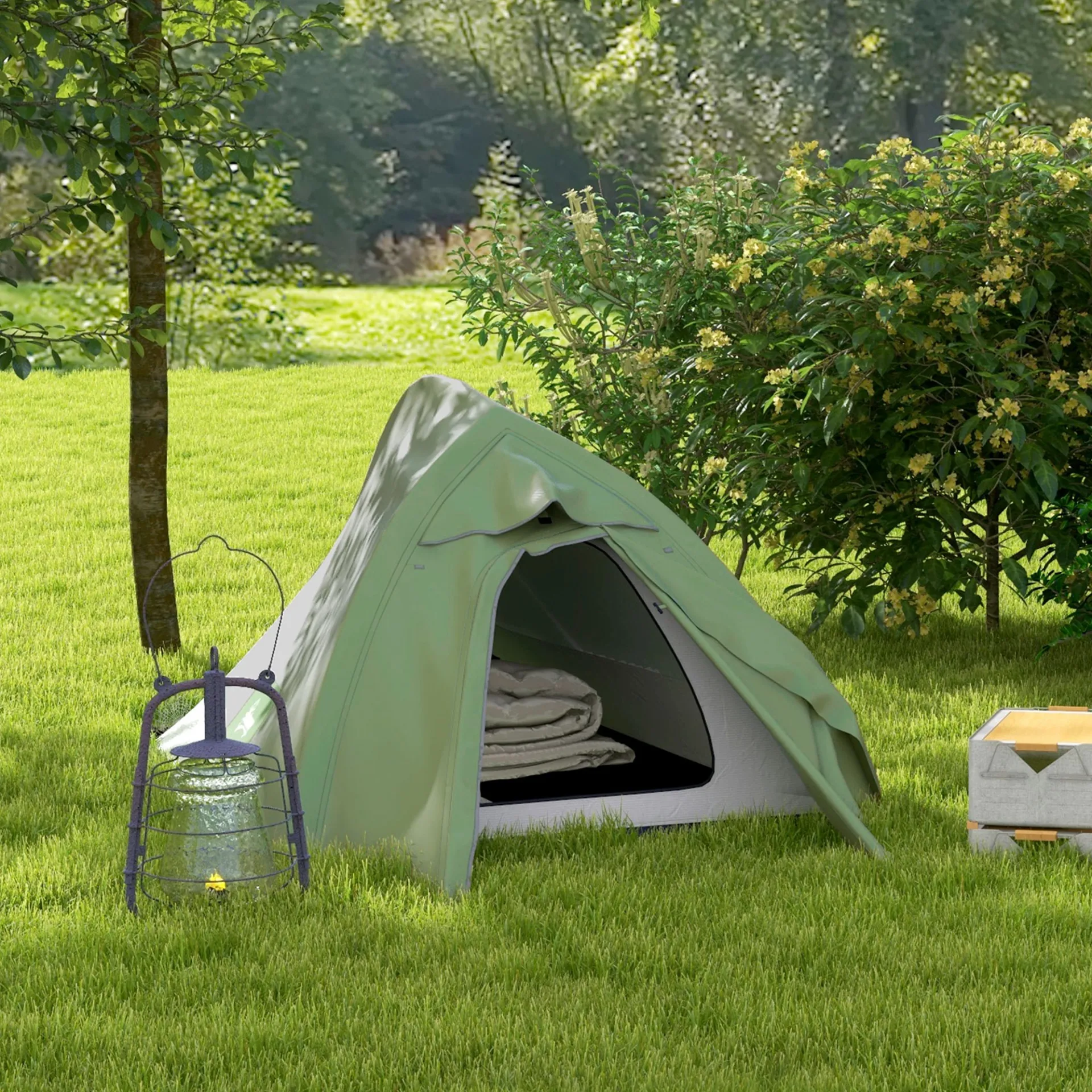 Backpacking Tent for 1-2 Persons, Double Layer, 2000mm Waterproof, Lightweight with Carry Bag, Green | Outsunny