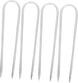 Balacoo U Shape Stakes for Trampoline Garden Anchor Steel Stakes Double Pointed Heads Ground Hooks for Tarp