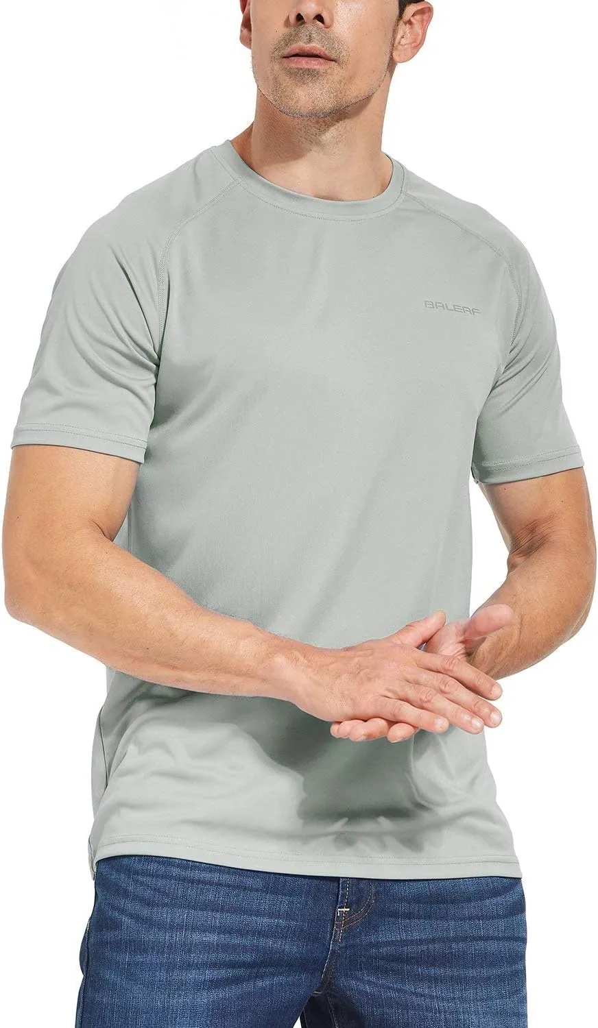 baleaf Men's UPF 50  Short Sleeve Shirts Lightweight Sun Protection SPF T-Shirts Fishing Hiking Running