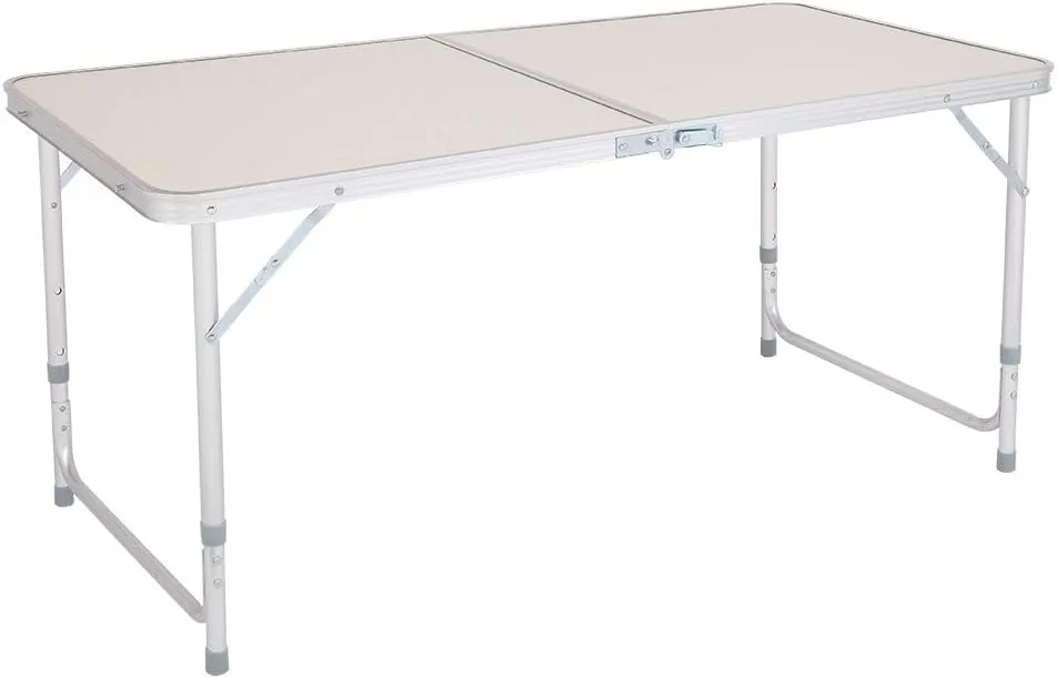 BAYUELSWU Small Folding Camping Table, Portable Folding Table Adjustable Height, 2 Feet Lightweight Aluminum Camping Table for Picnic Cooking Beach, 120 x 60 x 70 cm
