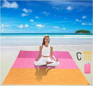 Beach Blanket, Beach Blanket Waterproof Sandproof,Waterproof Picnic Blanket for Travel, Camping, Hiking, Picnic,Music Festivals (Orange/Pink/Rose(79"x55"))