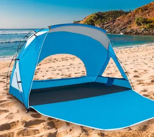 Beach Tent, Portable Sun Shelter for 2/3/4/6-8 Person with UPF 50  UV Protection, Easy Setup Waterproof Beach Shade Canopy Cabana for Family Outdoor and Picnics, Fishing with Carrying Bag