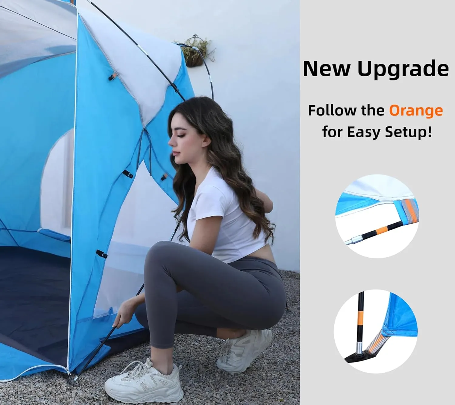 Beach Tent, Portable Sun Shelter for 2/3/4/6-8 Person with UPF 50  UV Protection, Easy Setup Waterproof Beach Shade Canopy Cabana for Family Outdoor and Picnics, Fishing with Carrying Bag