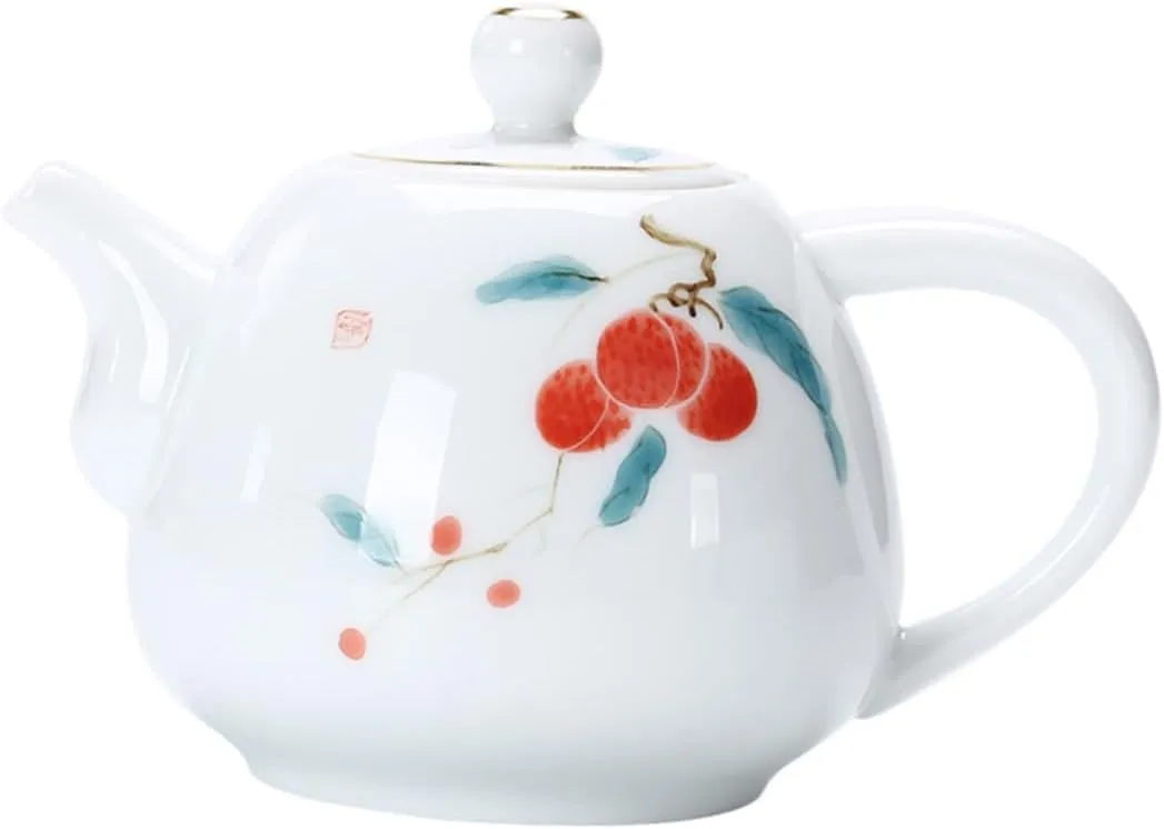 Beautiful Hand Drawn Tea Pot 280ml Ceramic Teapot Heat Resistant for Home Office or Travel
