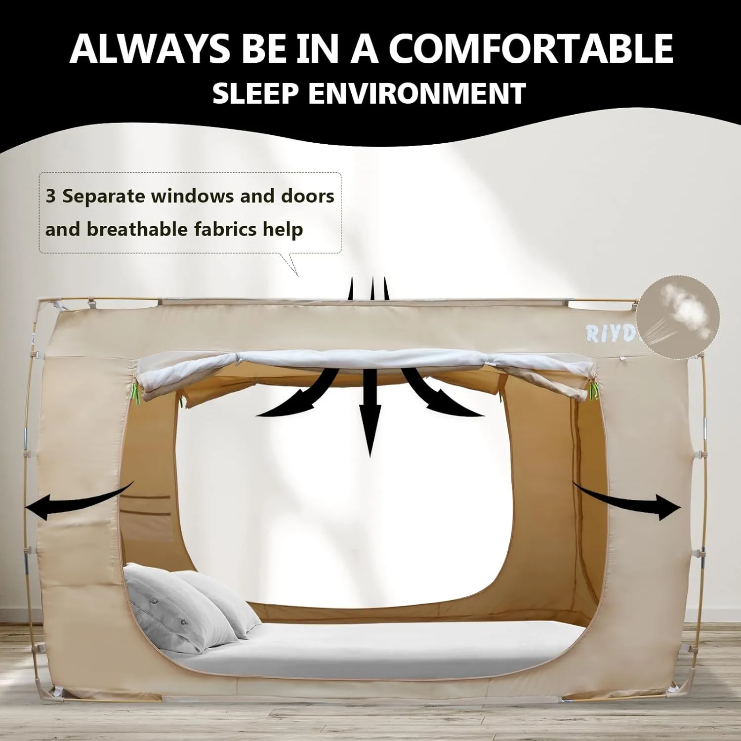 Bed Tent Bed Canopy Twin Size Tents for Adult and Kids- Original Design Portable Dream Tent Indoor Sleeping 80% Blackout with 3 Doors Breathable Big Space Tents