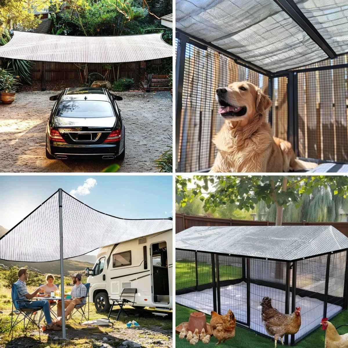 BeGrit Aluminet Shade Cloth 75%-80% Aluminum Shade Cloth Sun Reflective Tarp for Garden, Patio, Greenhouse, Pergola, Car, Kennel Shade 6.6x10ft