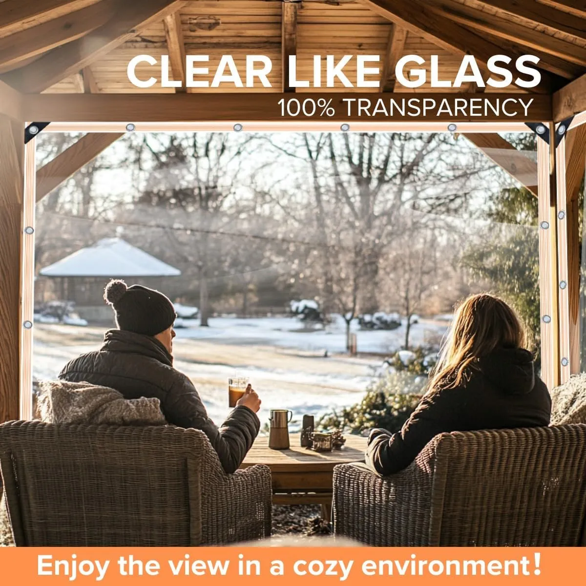 BeGrit Clear Tarp Heavy Duty 6.5x10 FT Clear Waterproof Tarps 12Mil Thick Anti-Tear PVC Vinyl Tarpaulin Enclosure with Grommets for Porch,Patio,Yard,Gazebo