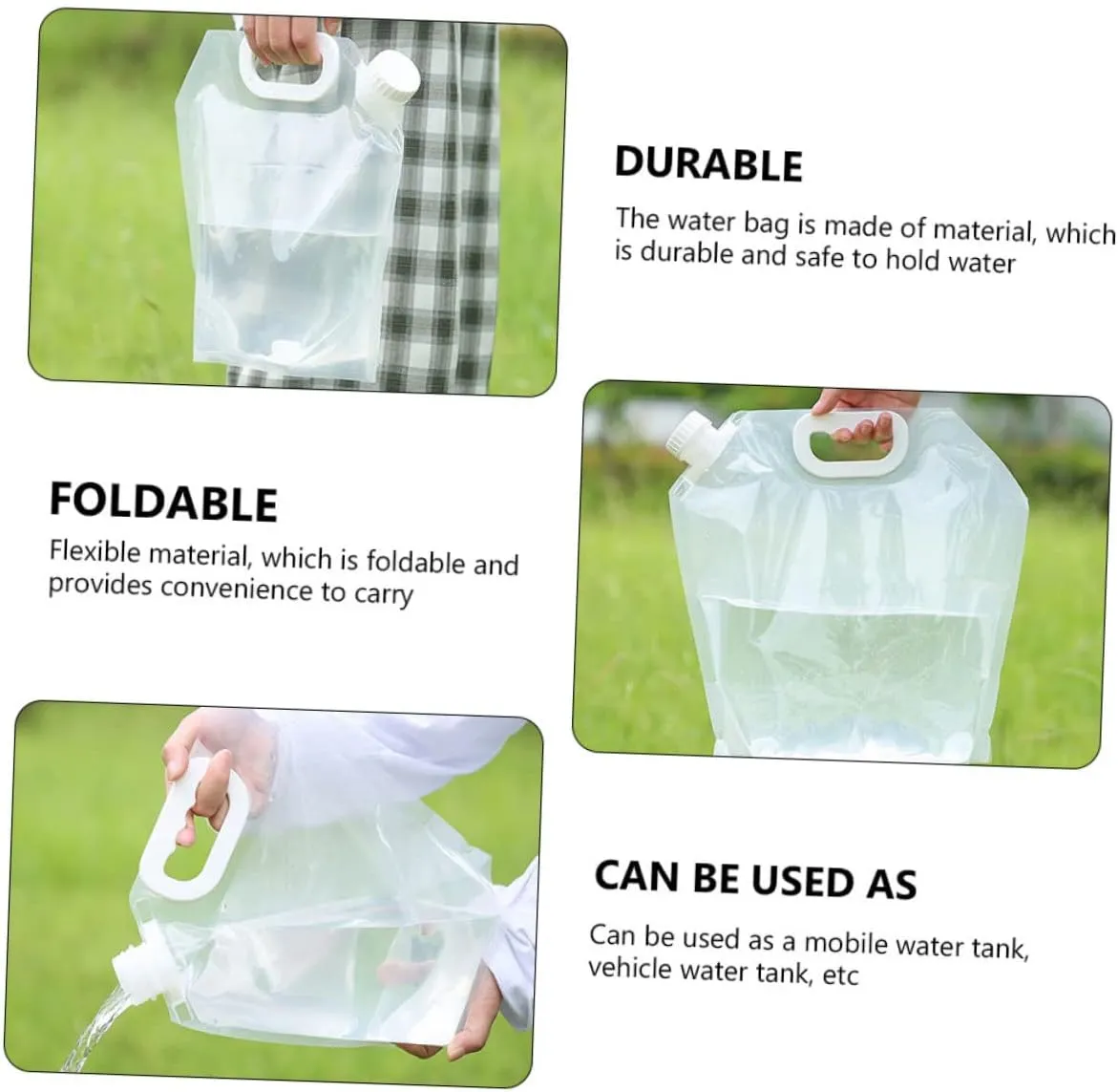 BESPORTBLE 4pcs Folding Water Carrier Portable Outdoor Water Storage Bag for Camping Hiking and Emergency Preparedness Lightweight Design for