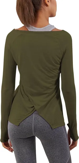 Bestisun Long Sleeve Yoga Workout Tops Lightweight Thumbhole Shirts Athletic Wear for Women