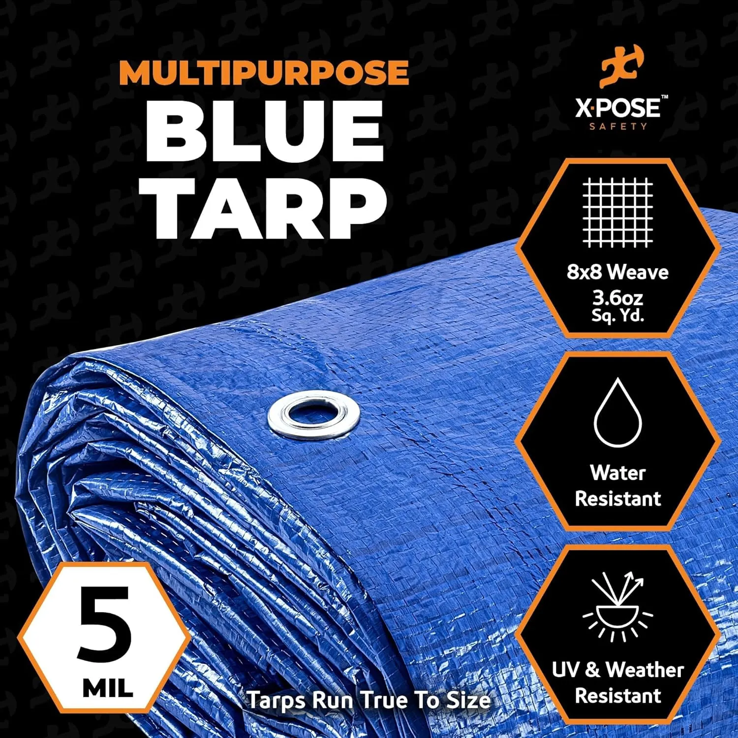 Better Blue Poly Tarp 20' x 30' - Full Pallet (168 Pack) (Cut Size) Multipurpose Protective Cover - Lightweight, Durable, Waterproof, Weather Proof - 5 Mil Thick Polyethylene - by Xpose Safety