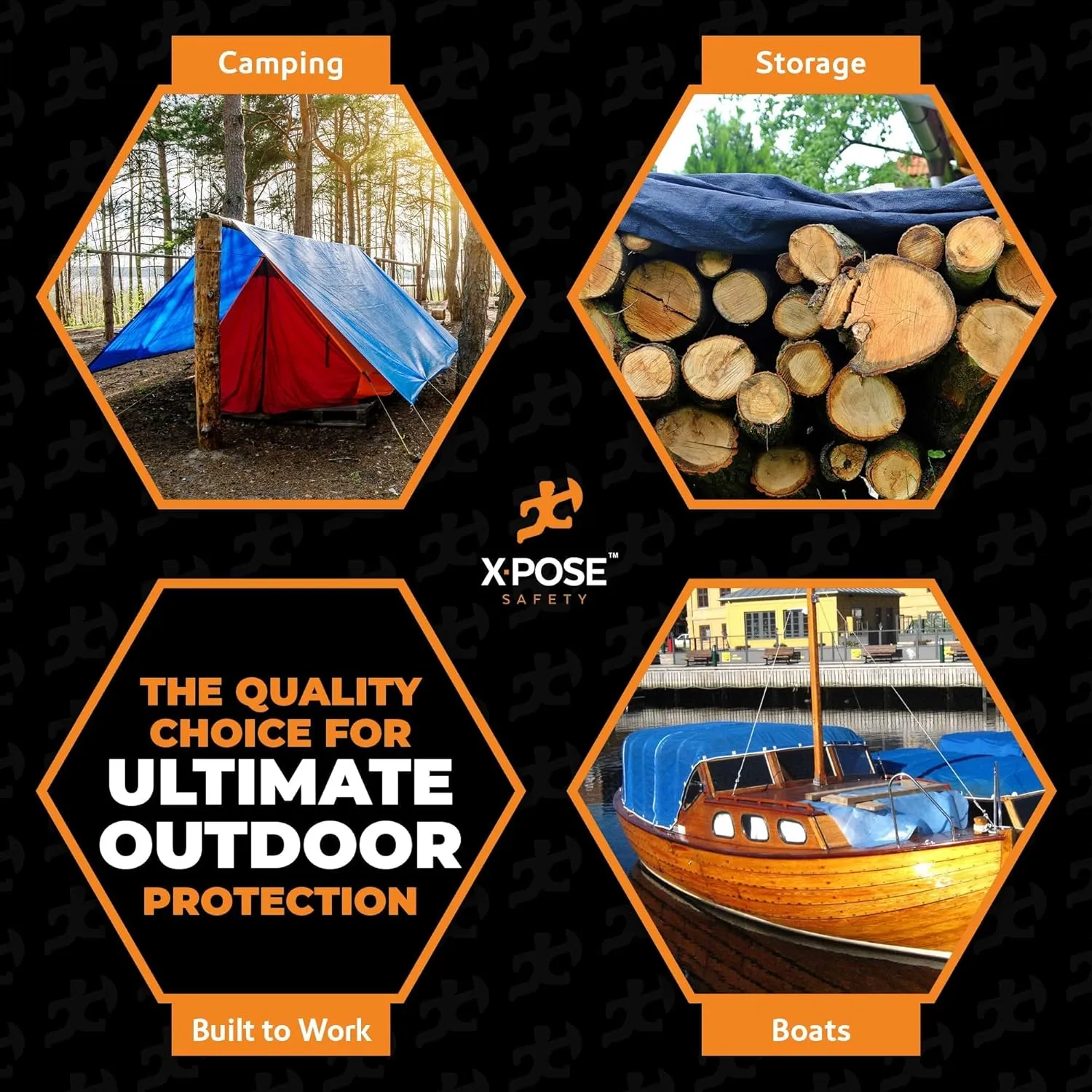 Better Blue Poly Tarp 20' x 30' - Full Pallet (168 Pack) (Cut Size) Multipurpose Protective Cover - Lightweight, Durable, Waterproof, Weather Proof - 5 Mil Thick Polyethylene - by Xpose Safety