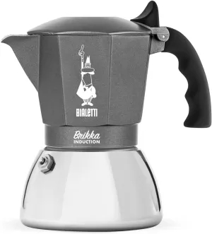 Bialetti Brikka Induction Coffee Maker, 4 Cup (170ml), Espresso Bar Style, Suitable for All Types of Cookers, Stylish Design, Silver